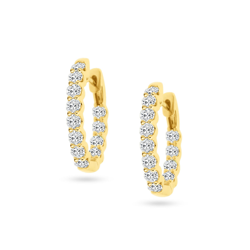 18K GOLD 1.08CTW DIAMOND HOOPS