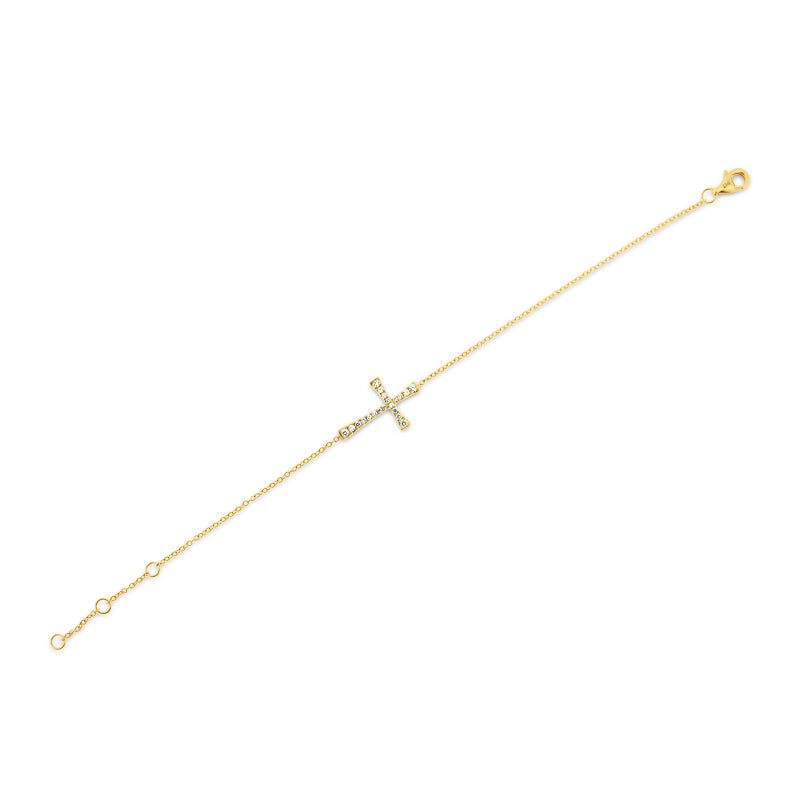 18K YELLOW GOLD DIAMOND CROSS BRACELET