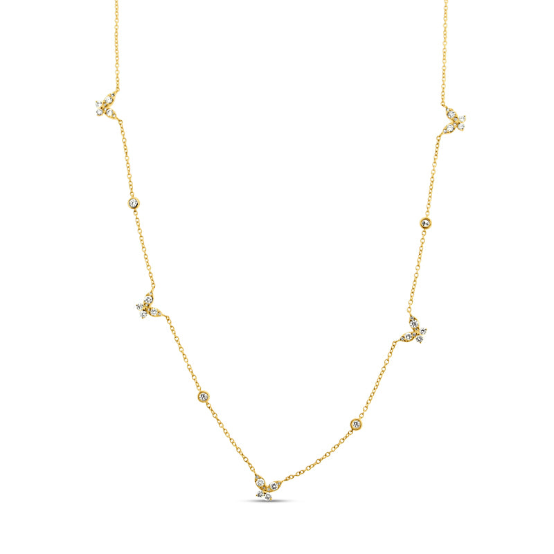 18K YELLOW GOLD DIAMOND BUTTERFLY STATION NECKLACE