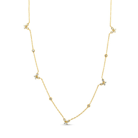 18K YELLOW GOLD DIAMOND BUTTERFLY STATION NECKLACE