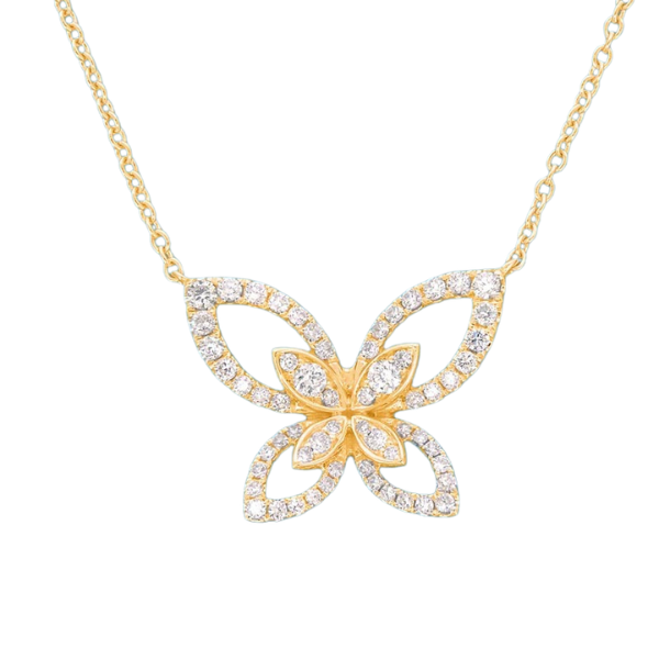 18K YELLOW GOLD DIAMOND BUTTERFLY NECKLACE