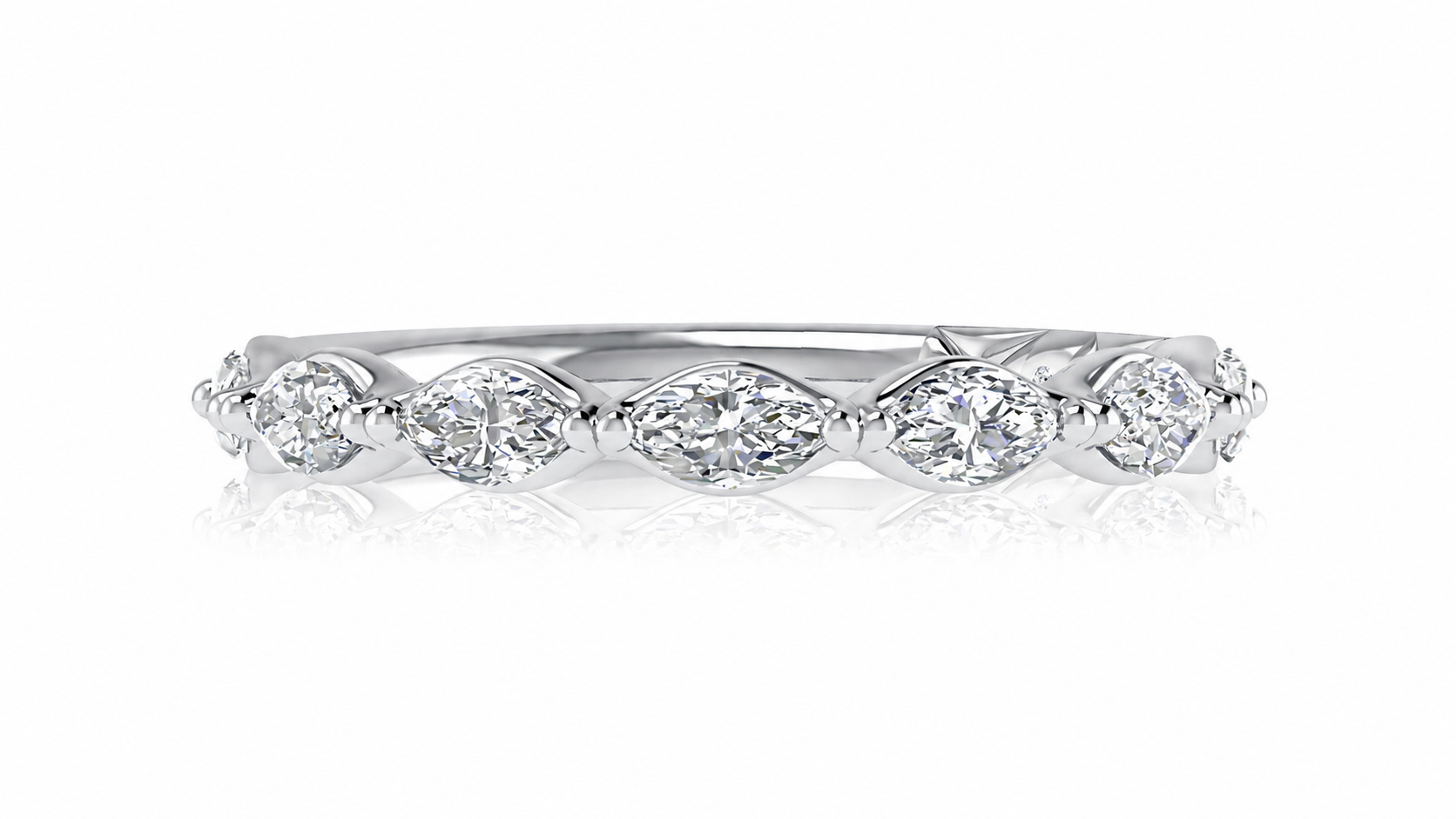 14K WHITE GOLD MARQUISE DIAMOND BAND