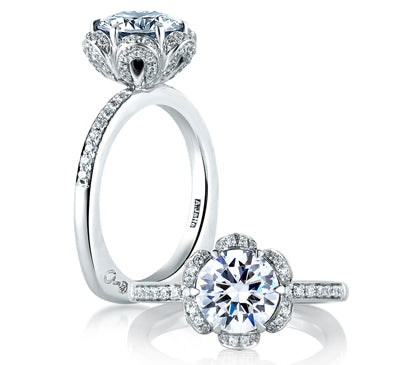 A.JAFFE SEASONS OF LOVE NATURE INSPIRED TULIP DIAMOND ENGAGEMENT RING 0.38             (not includi