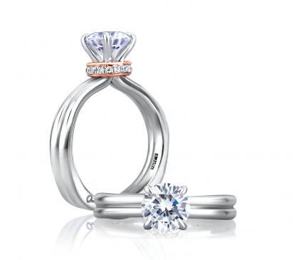 A.JAFFE SEASONS OF LOVE PINK STUDDED KNOT ENGAGEMENT RING 0.06             (not including center st