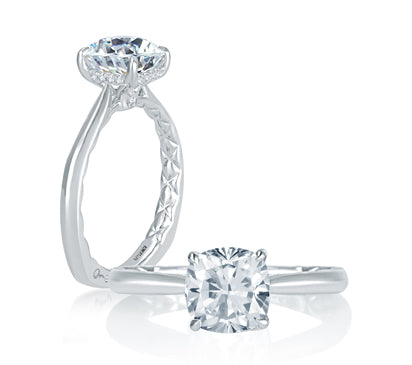 A.JAFFE QUILTED COLLECTION PEEK-A-BOO PAVÉ PROFILE CUSHION CENTER DIAMOND QUILTED ENGAGEMENT RING 0