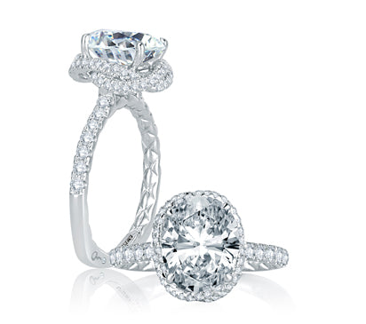A.JAFFE QUILTED COLLECTION DAZZLING OVAL PAVÉ VINE-CROSSOVER DIAMOND ENGAGEMENT RING 0.45