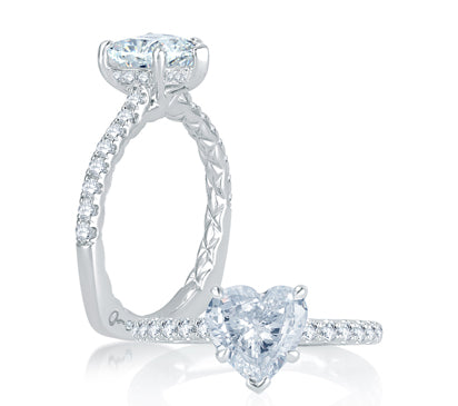 A.JAFFE QUILTED COLLECTION AN ODE TO TRUE LOVE! CHARMING FRENCH PAVÉ SETTING QUILTED ENGAGEMENT RIN