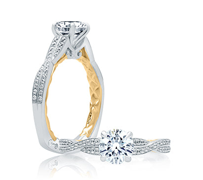 A.JAFFE QUILTED COLLECTION QUILTED CROSS OVER SHANK ROUND ENGAGEMENT RING 0.21            (not incl