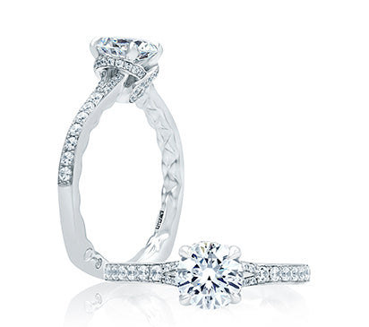 A.JAFFE QUILTED COLLECTION QUILTED MICRO PAVÉ ROUND ENGAGEMENT RING 0.32            (not including