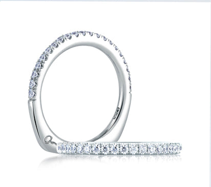 A.JAFFE CLASSICS SIMPLE PAVÉ BRIGHT POLISHED BAND 0.27