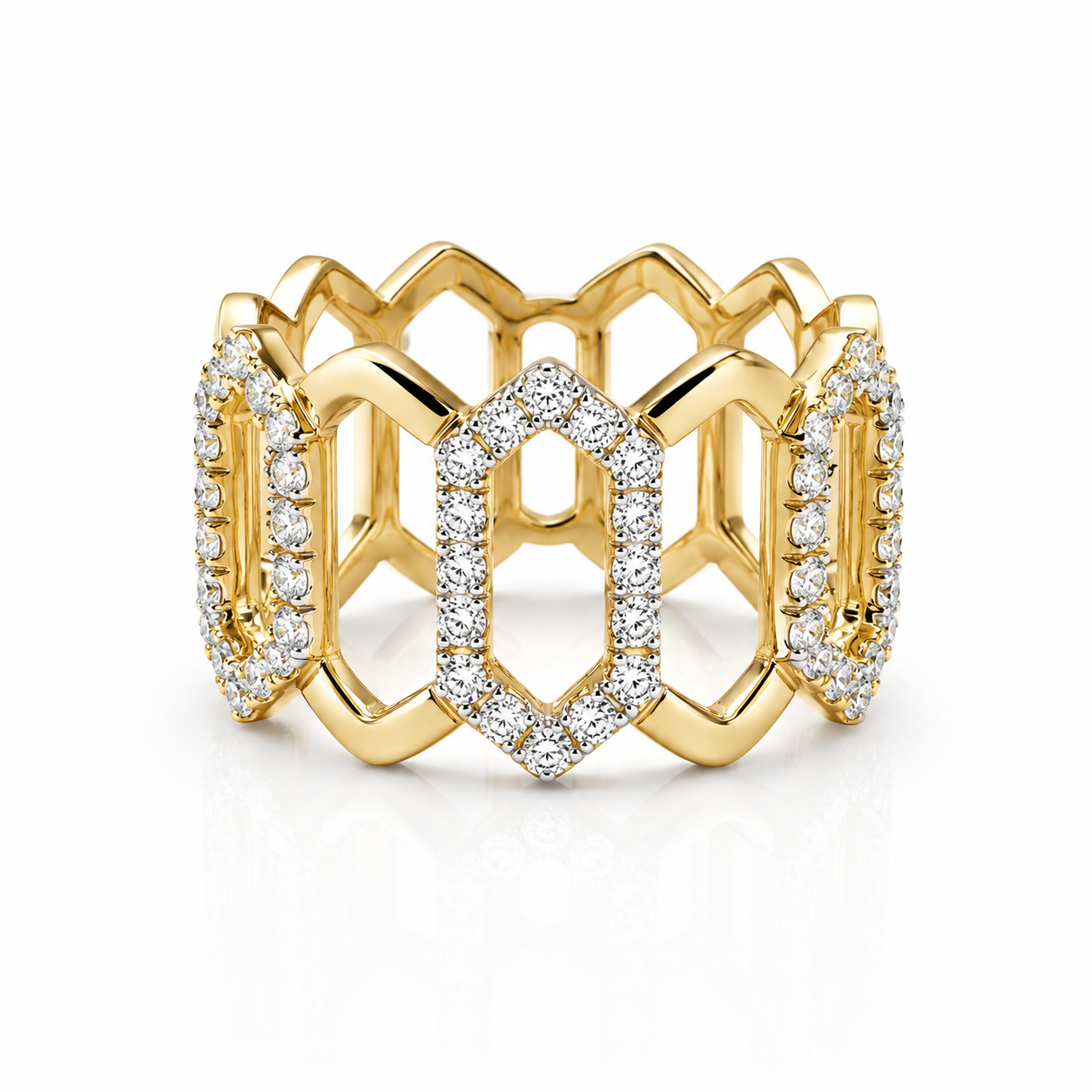 18K YELLOW GOLD 0.63CTW DIAMOND LATTICE BAND