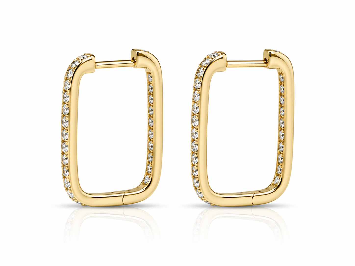 18K YELLOW GOLD 0.61CTW DIAMOND CHIC SQUARE HOOPS
