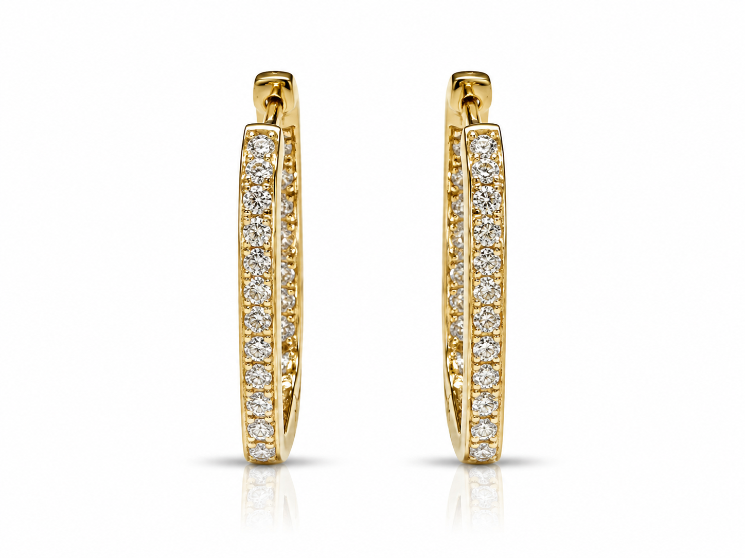 18K YELLOW GOLD 0.61CTW DIAMOND CHIC SQUARE HOOPS