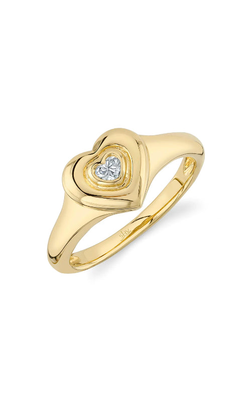14K YELLOW GOLD DIAMOND HEART BEZEL RING .11CT