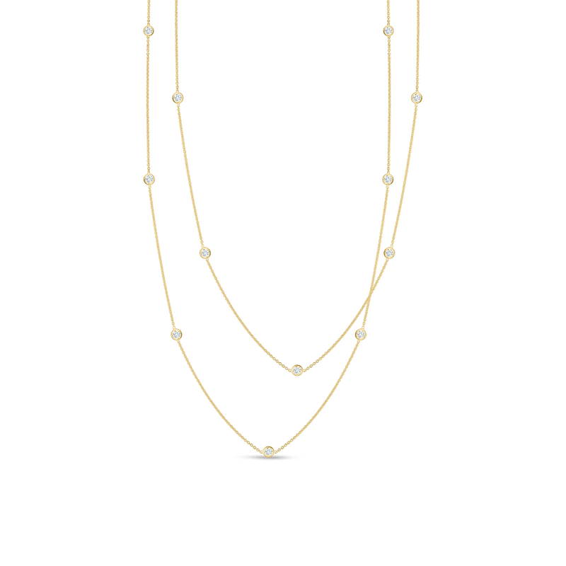 ROBERTO COIN 18K YELLOW GOLD & 1.48CT DIAMONDS BY THE INCH STATION NECKLACE
