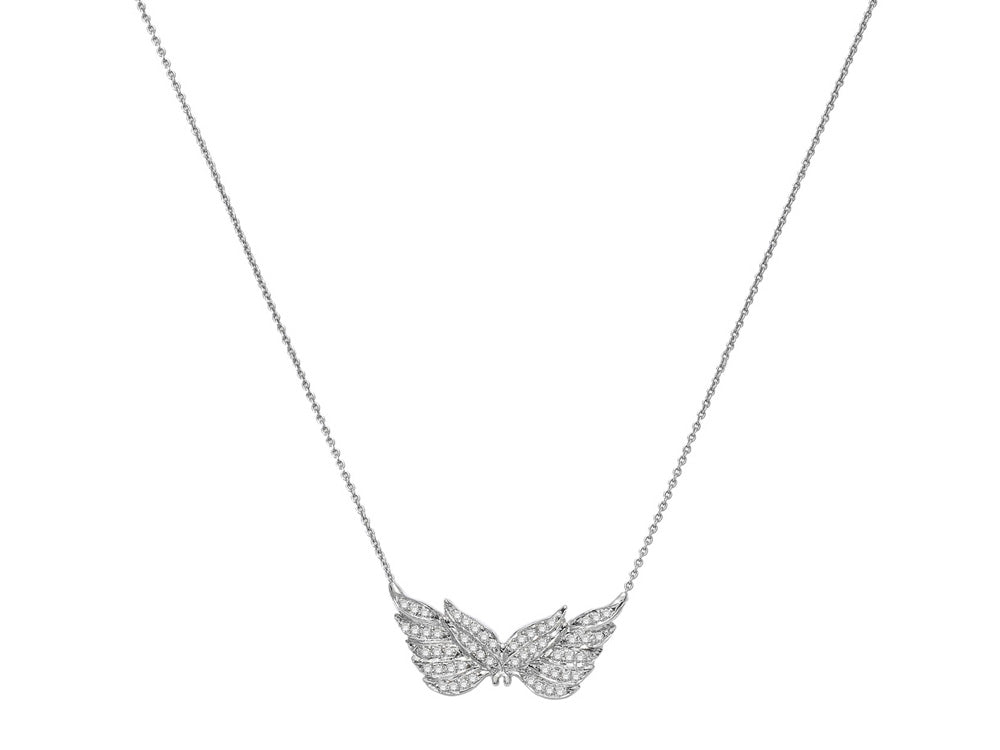 PENDANT FROM THE TINY TREASURES COLLECTION    ANGEL WINGS IN 18K WHITE GOLD WITH DIAMONDS    18K W