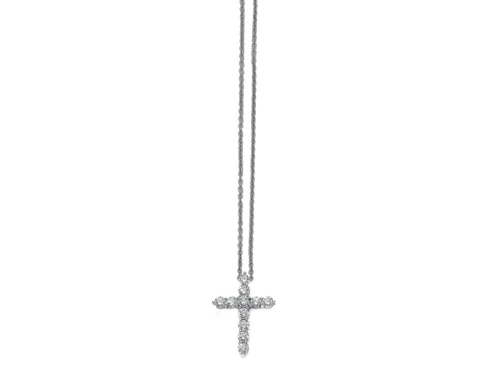 ROBERTO COIN 18K WHITE GOLD 1.44CT SI/G DIAMOND CROSS PENDANT FROM THE TINY TREASURES COLLECTION
