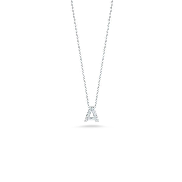 ROBERTO COIN 18K WHITE GOLD & 0.03CT DIAMOND 'A' INITIAL PENDANT