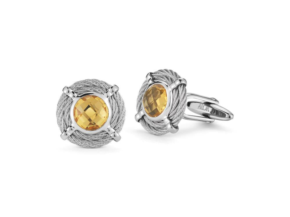 Alor Grey cable 2 row 2.0mm with Citrine, stainless steel. Imported.