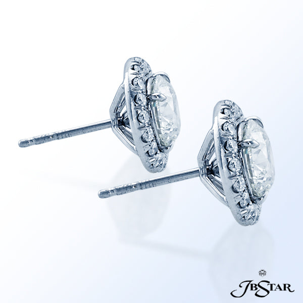 JB STAR STUNNING ROUND DIAMOND EARRINGS FEATURE 3.54CTW OF ROUND DIAMONDS WITH PERFECTLY MATCHED PAV