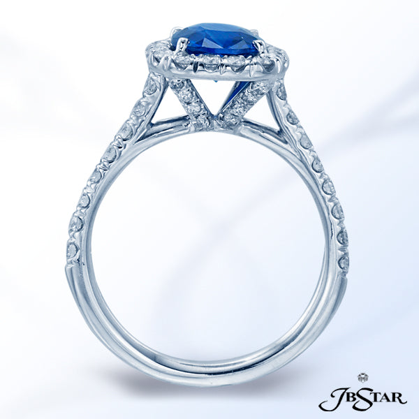 JB STAR STUNNING BLUE SAPPHIRE AND DIAMOND RING, HANDCRAFTED WITH A 1.74 CT CUSHION-CUT SAPPHIRE IN