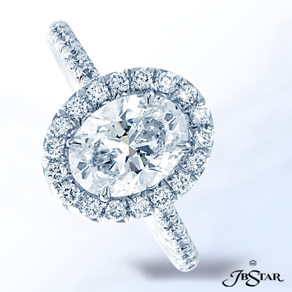 JB STAR GORGEOUS OVAL DIAMOND ENGAGEMENT RING ENHANCED BY MICRO PAVE AND HANDCRAFTED IN PLATINUM.C