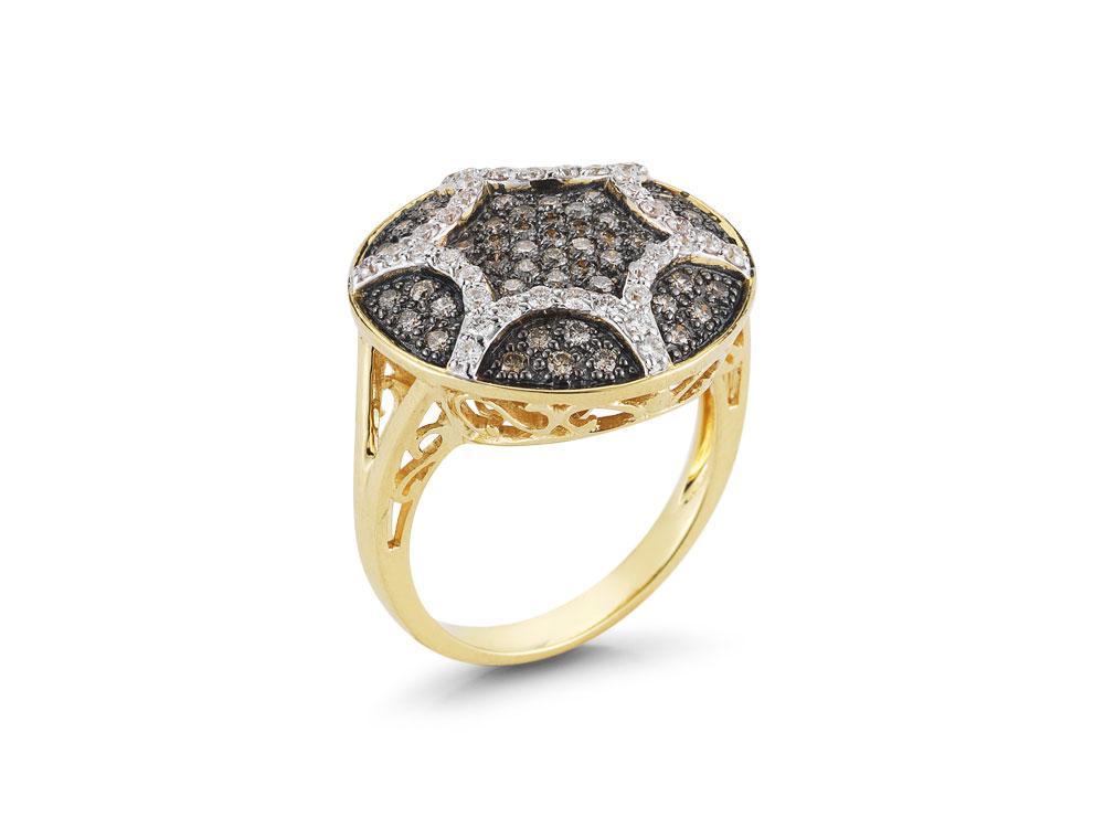 Alor 18 karat Yellow Gold with 0.49 mixed color Diamonds and 0.21 total carat weight White Diamonds. Imported.