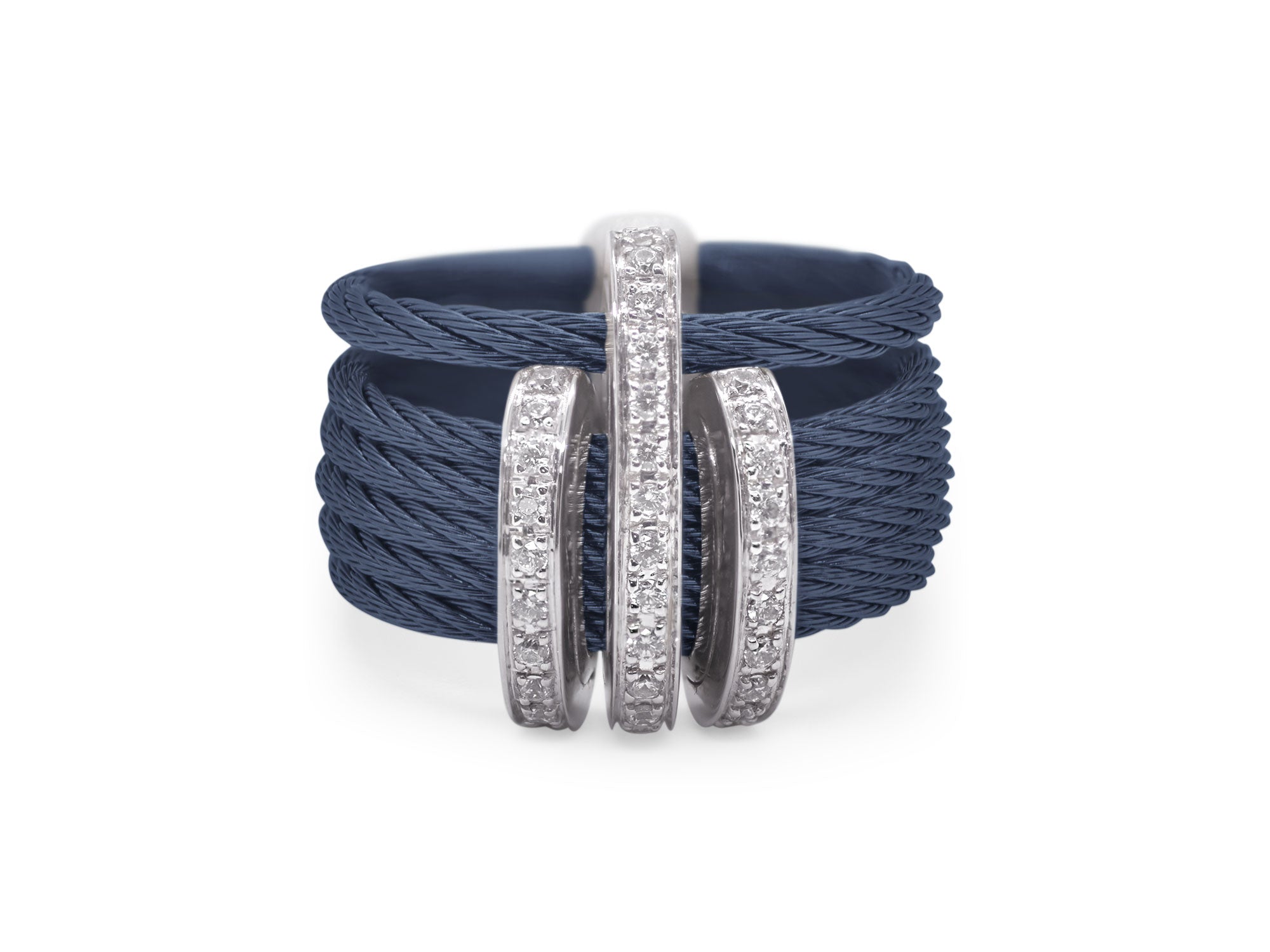 Blueberry Cable Triple Arch Over Twist Ring with 18K Gold & Diamonds