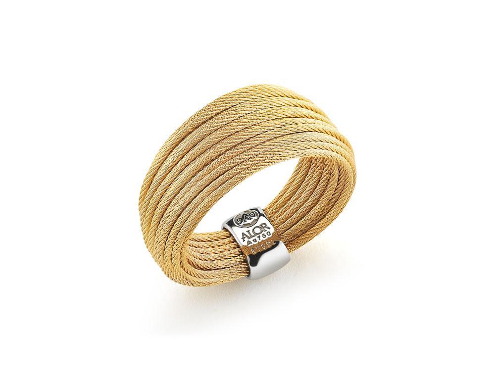 Alor Yellow micro cable 24 rows, 18 karat Yellow Gold and stainless steel. Imported.