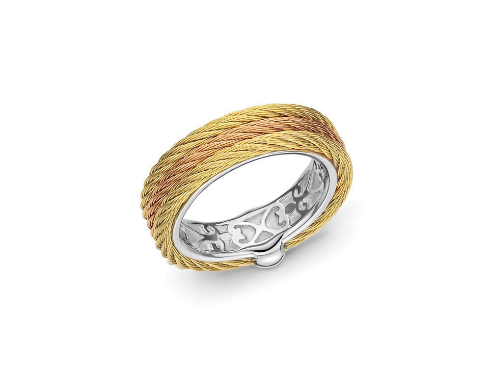Alor Rose and yellow cable, 18 karat Yellow Gold and stainless steel. Imported.