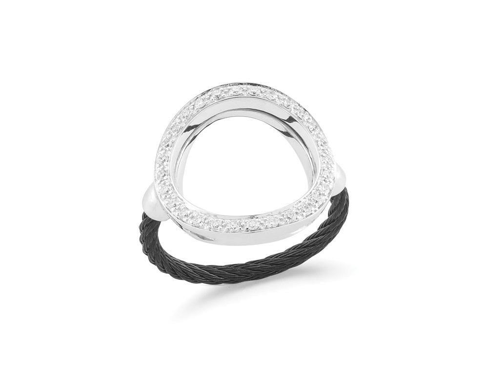 Alor Black cable, 18kt White Gold, 0.23 total carat weight Diamonds and stainless steel. Imported.