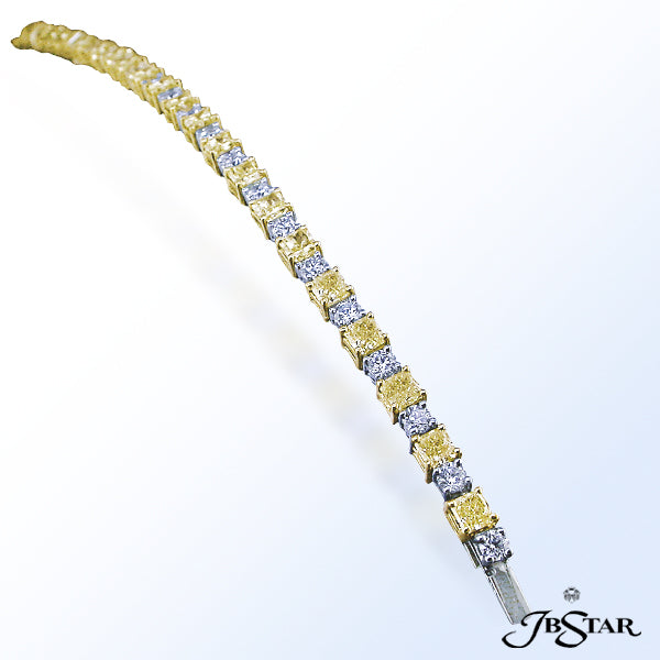 JB STAR NATURAL FANCY YELLOW DIAMOND BRACELET WITH 23 RADIANT NATURAL FANCY YELLOW DIAMONDS INDIVIDU