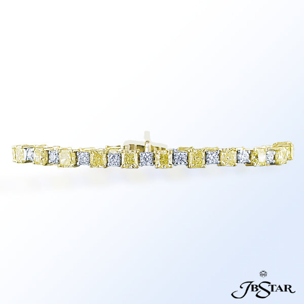 JB STAR NATURAL FANCY YELLOW DIAMOND BRACELET WITH 23 RADIANT NATURAL FANCY YELLOW DIAMONDS INDIVIDU