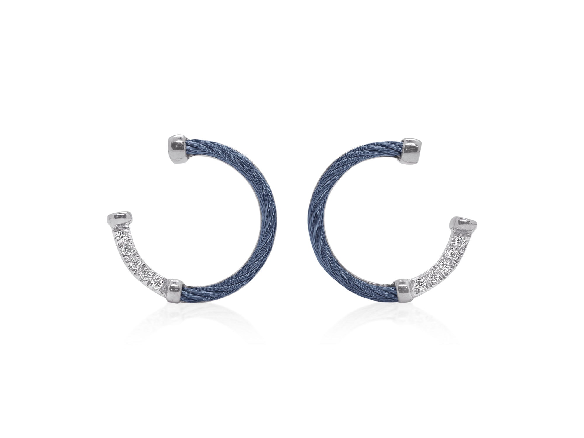 Blueberry Cable Open Full Circle Earrings with 18K Gold & Diamonds