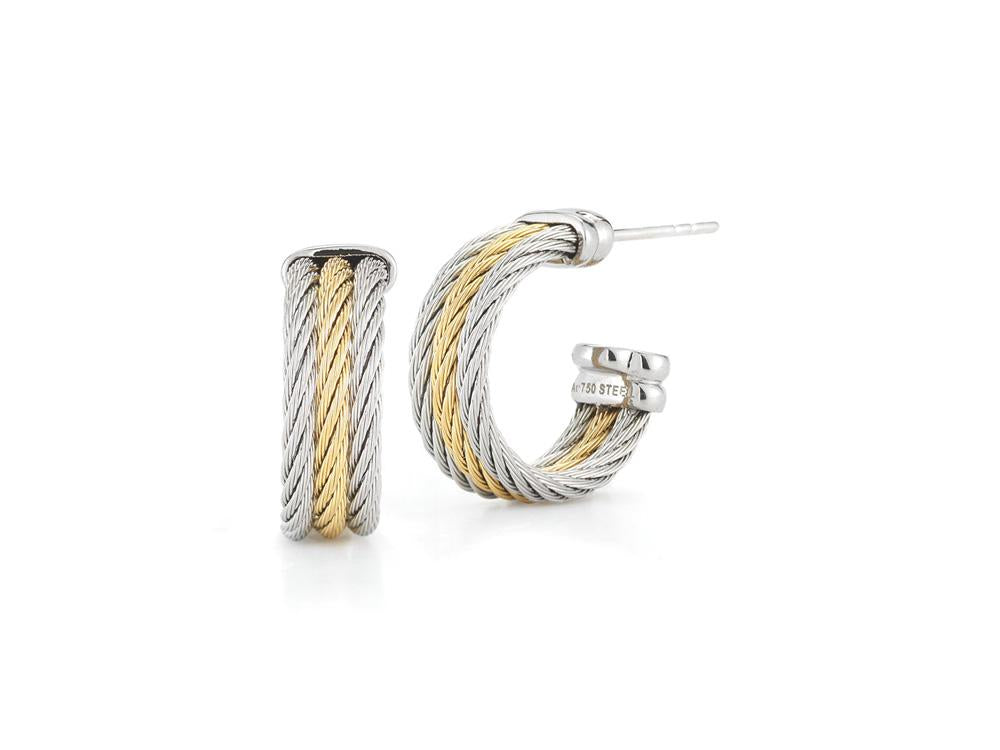 Alor Grey cable and yellow cable, 18 karat White Gold, stainless steel. Imported.
