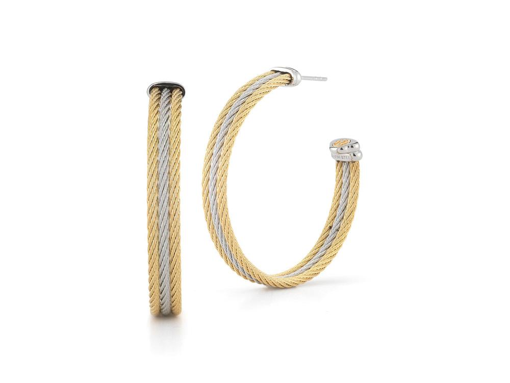 Alor Grey cable and yellow cable, 18 karat White Gold and Yellow Gold, stainless steel. Imported.