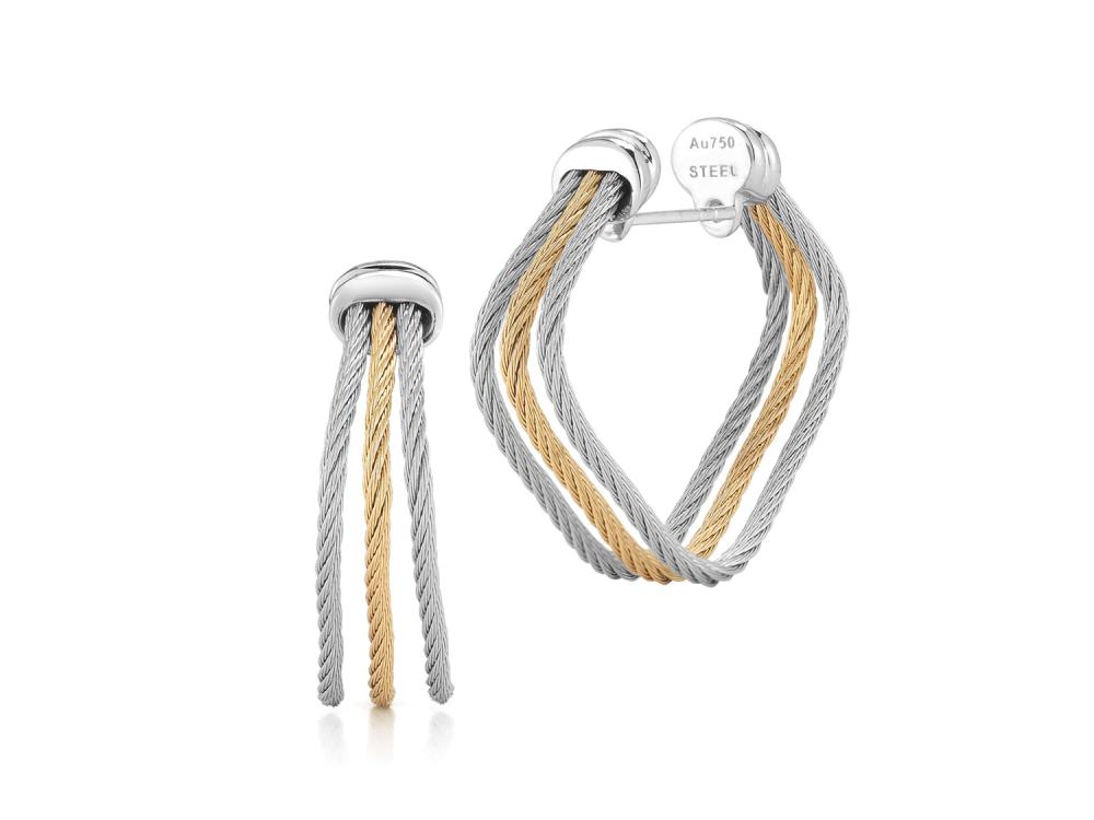 Alor Yellow cable and grey cable, 18 karat White Gold, stainless steel. Imported.