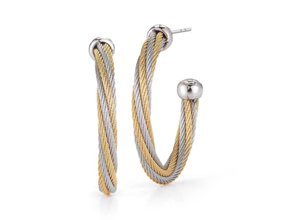 Alor Yellow cable and grey cable, 18 karat White Gold, stainless steel. Imported.