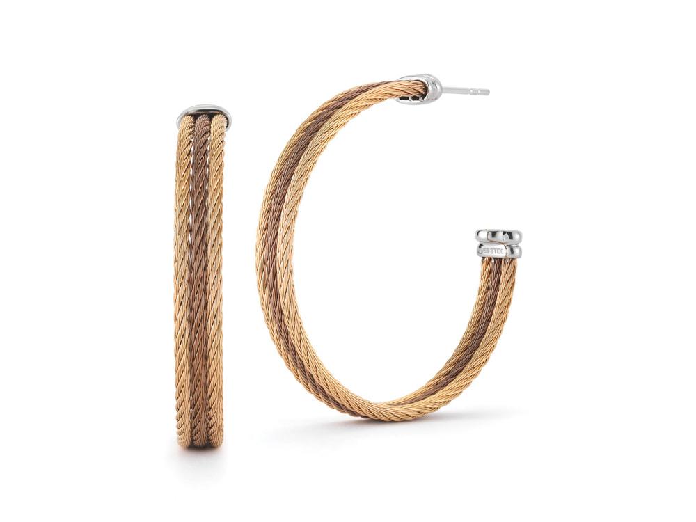 Alor Bronze cable and rose cable, 18 karat White Gold and Yellow Gold with stainless steel. Imported.