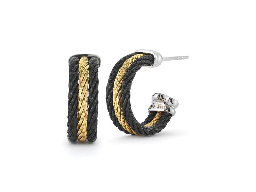 Alor Black cable and yellow cable, 18 karat White Gold with stainless steel. Imported.