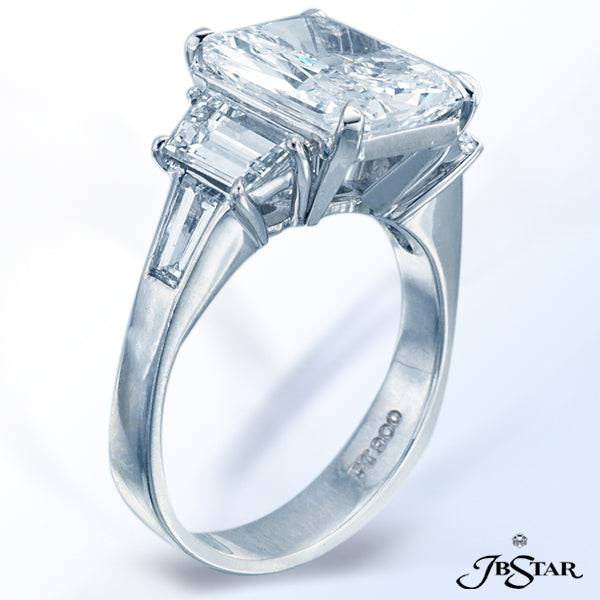 JB STAR THIS BEAUTIFULLY HANDMADE DIAMOND ENGAGEMENT RING FEATURES A 4.08CT RADIANT DIAMOND CENTER W