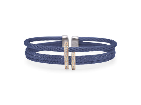 Blueberry Cable Double Arch Over Twist Cuff with 18K Rose Gold & Diamonds