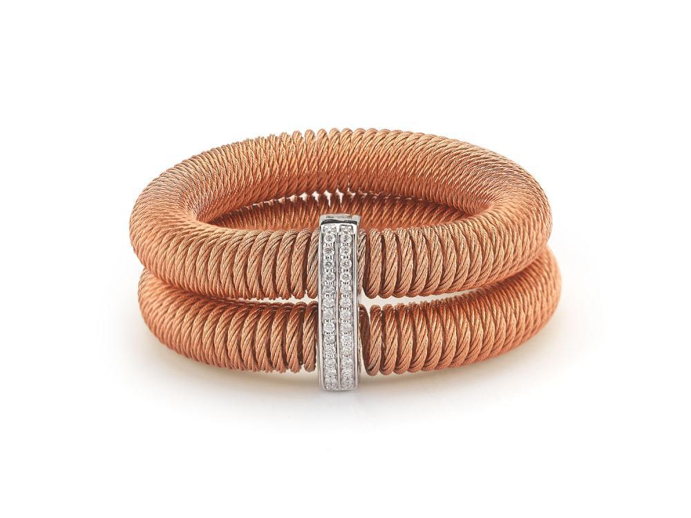 Alor Petal rose cable, 18 karat White Gold, 0.24 total carat weight Diamonds and stainless steel. ImPorted.