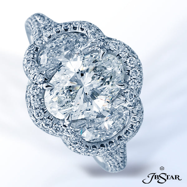 JB STAR EXQUISITE DIAMOND ENGAGEMENT RING FEATURING A STUNNING OVAL DIAMOND CENTER SET IN MICRO PAVE