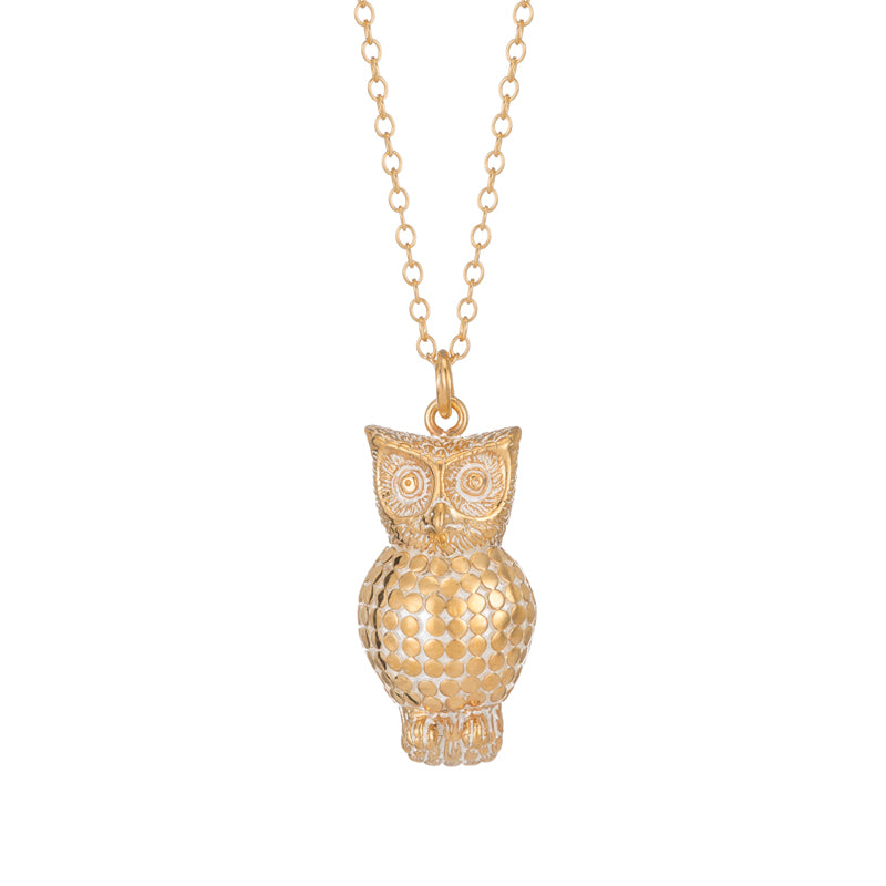 Ana Beck 18k gold plated and sterling silver Large Owl Necklace - Gold