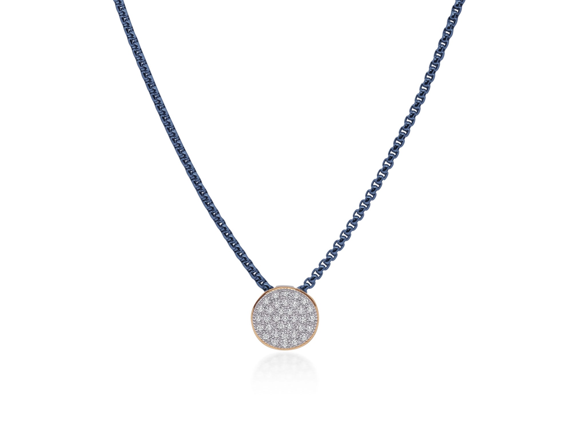 Blueberry Chain Taking Shapes Disc Necklace with 14K Gold & Diamonds