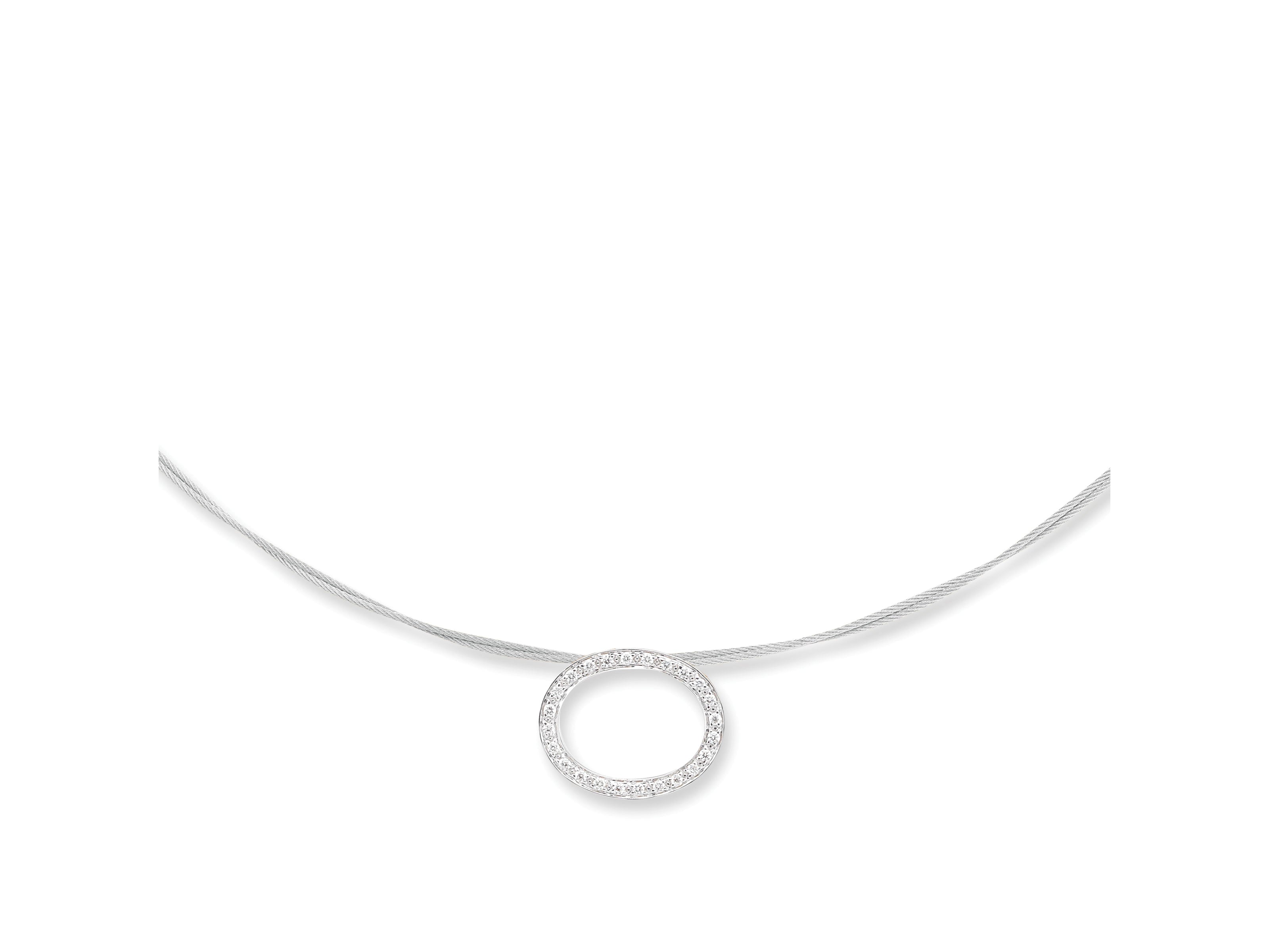 Alor Grey cable, 18 karat White Gold, 0.21 total carat weight Diamonds and stainless steel. Imported.