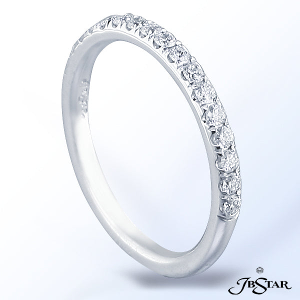 JB STAR PLATINUM DIAMOND BAND HANDCRAFTED WITH CAREFULLY MATCHED ROUND DIAMONDS IN A SHARED-PRONG SE