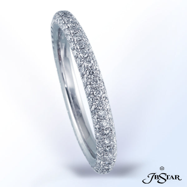 JB STAR PLATINUM DIAMOND ETERNITY BAND HANDCRAFTED WITH 3-SIDED PAVE.DIAMONDS: .660 CT. TW. (ROUND