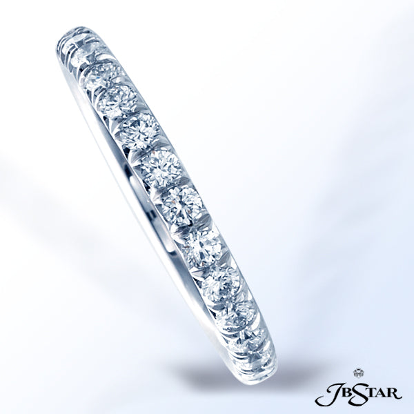 JB STAR PLATINUM ONE-SIDED DIAMOND BAND HANDCRAFTED WITH CAREFULLY MATCHED ROUND DIAMONDS IN A CUT-D